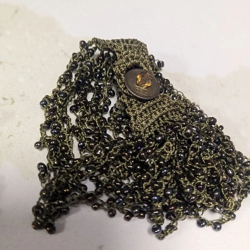 2 piece handmade threaded beaded bracelet